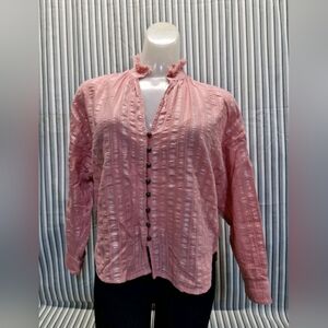 Pilcro Anthropologie Shirt Size XSP LS Button Front Raw Collar Oversized